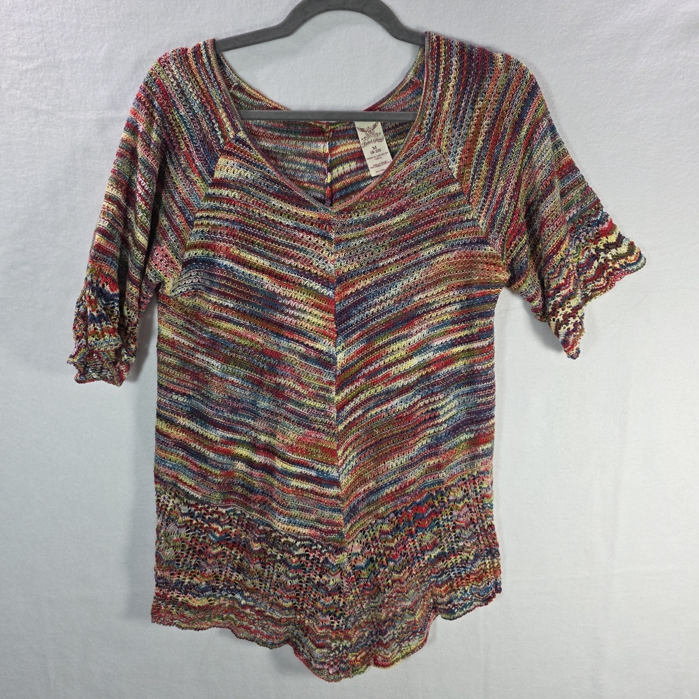 Multi Color Knit Short Sleeve Shirt Size Medium (8-10)